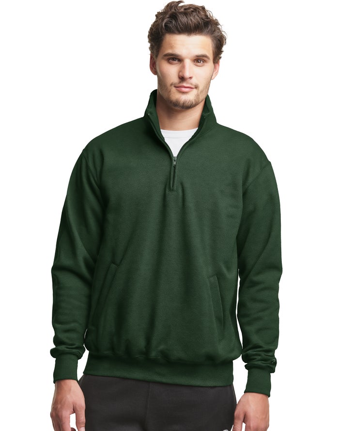 Hanorac Champion Powerblend Fleece 1/4 Zip With Pockets Barbati Verzi - Romania KSPHAYI-90